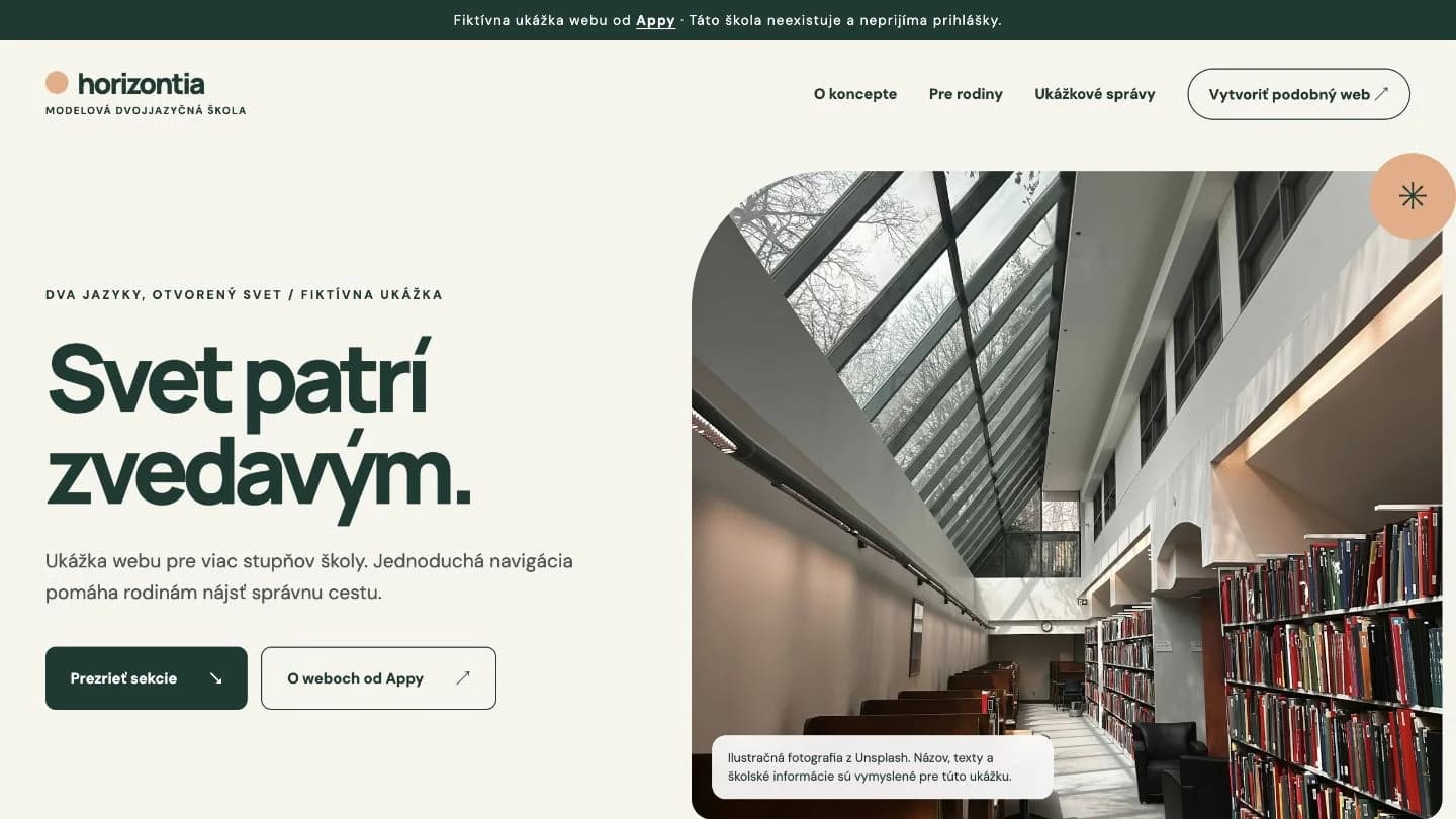 Ukážka návrhu webu Horizontia