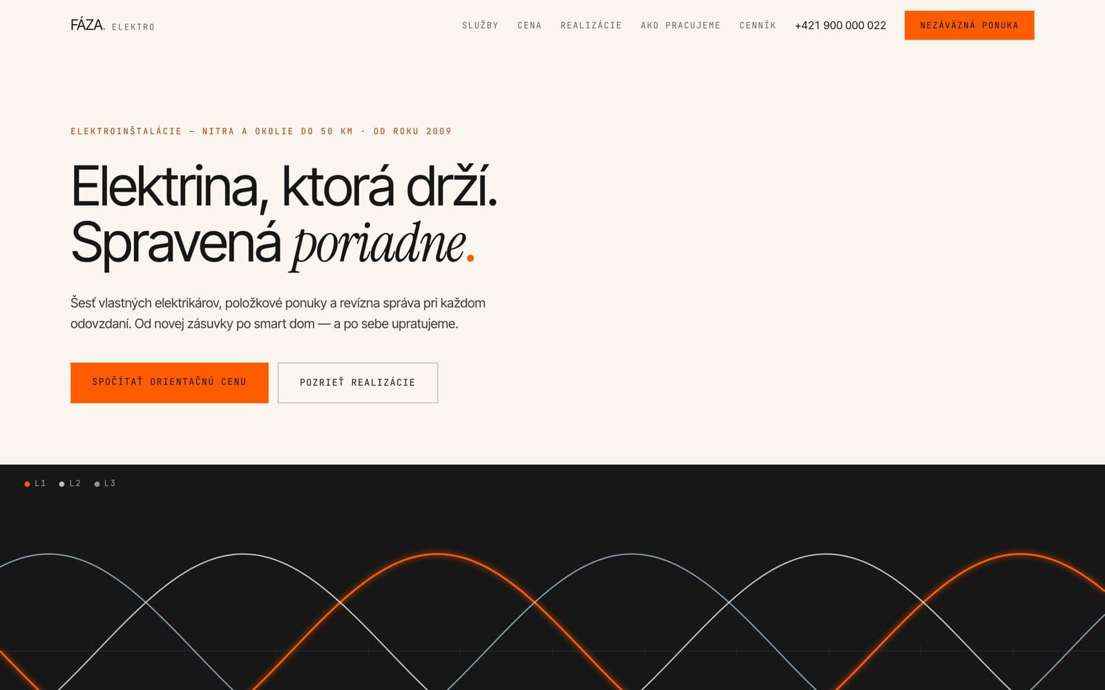 FÁZA elektro — ukážka projektu
