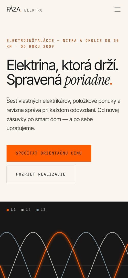 Mobil — rovnaký web, len v jednom stĺpci.