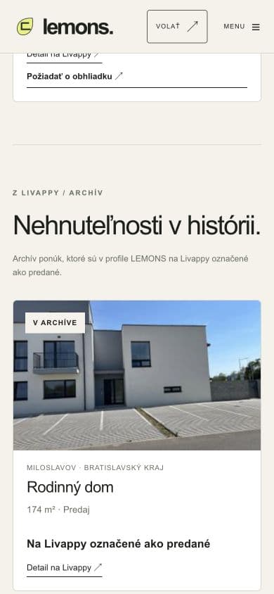 Mobilná verzia ponuky LEMONS.