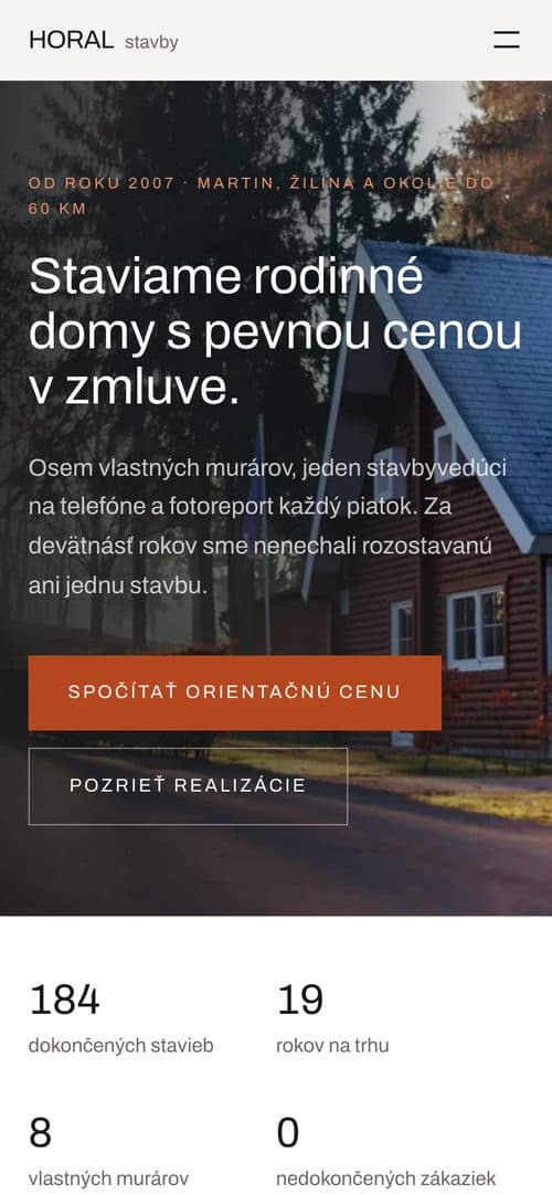 Mobil — výpočet ceny je prvé tlačidlo pod nadpisom.