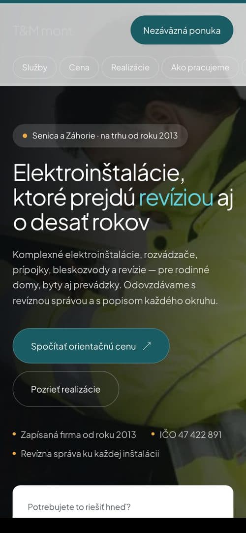 Mobil — rovnaký návrh, len v jednom stĺpci.